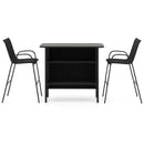 3 Piece Outdoor Bar Set with Footrest and 2-Tier Shelf