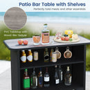 3 Piece Outdoor Bar Set with Footrest and 2-Tier Shelf by LJGDeals