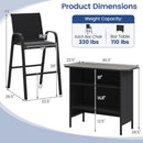 3 Piece Outdoor Bar Set with Footrest and 2-Tier Shelf