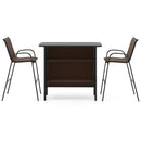 3 Piece Outdoor Bar Set with Footrest and 2-Tier Shelf