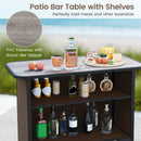3 Piece Outdoor Bar Set with Footrest and 2-Tier Shelf