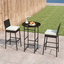 3 Piece Outdoor Bar Set Patio Heavy-Duty Metal Barstool and Table Set-White by LJGDeals