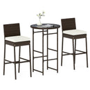 3 Piece Outdoor Bar Set Patio Heavy-Duty Metal Barstool and Table Set-White by LJGDeals