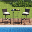 3 Piece Outdoor Bar Set Patio Heavy-Duty Metal Barstool and Table Set-White by LJGDeals