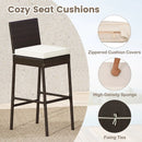 3 Piece Outdoor Bar Set Patio Heavy-Duty Metal Barstool and Table Set-White by LJGDeals