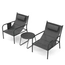 3 Piece Outdoor Bistro Set Patio Metal Chair and Coffee Table Set-Gray by LJGDeals