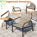 3 Piece Outdoor Chair Set with Breathable Fabric Seat and Armrests-Brown by LJGDeals