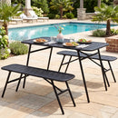 3-Piece Metal Patio Dining Set with Table and 2 Benches by LJGDeals