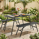 3-Piece Metal Patio Dining Set with Table and 2 Benches by DirectDeals