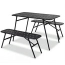 3-Piece Metal Patio Dining Set with Table and 2 Benches by DirectDeals