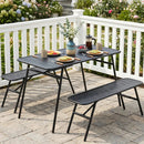 3-Piece Metal Patio Dining Set with Table and 2 Benches by LJGDeals