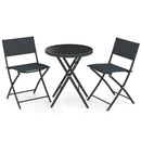 3 Piece Outdoor Folding Patio Bistro Set with Tempered Glass Coffee Table and 2 Patio Chairs by LJGDeals