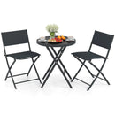 3 Piece Outdoor Folding Patio Bistro Set with Tempered Glass Coffee Table and 2 Patio Chairs by LJGDeals