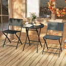 3 Piece Outdoor Folding Patio Bistro Set with Tempered Glass Coffee Table and 2 Patio Chairs by LJGDeals