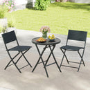 3 Piece Outdoor Folding Patio Bistro Set with Tempered Glass Coffee Table and 2 Patio Chairs by LJGDeals