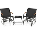 3-Piece Outdoor Glider Bistro Set with Tempered Glass Table