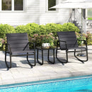 3 Piece Outdoor Rocking Bistro Set Porch Rocker Chairs with Tempered Glass Table-Gray by LJGDeals