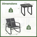 3 Piece Outdoor Rocking Bistro Set Porch Rocker Chairs with Tempered Glass Table-Gray by LJGDeals