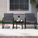 3 Piece Outdoor Rocking Bistro Set Porch Rocker Chairs with Tempered Glass Table-Gray by LJGDeals