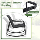 3 Piece Outdoor Rocking Bistro Set Porch Rocker Chairs with Tempered Glass Table-Gray by LJGDeals
