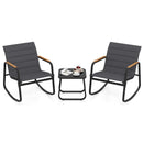 3 Piece Outdoor Rocking Bistro Set Porch Rocker Chairs-Gray by DirectDeals