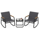 3 Piece Outdoor Rocking Bistro Set Porch Rocker Chairs-Gray by LJGDeals