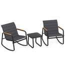 3 Piece Outdoor Rocking Bistro Set Porch Rocker Chairs-Gray by LJGDeals