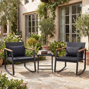 3-Piece Rocking Bistro Set with Cushions & Glass Table by LJGDeals