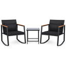 3-Piece Rocking Bistro Set with Cushions & Glass Table by LJGDeals