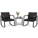 3-Piece Rocking Bistro Set with Cushions & Glass Table by LJGDeals