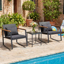 3-Piece Rocking Bistro Set with Cushions & Glass Table by LJGDeals