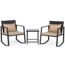 3-Piece Rocking Bistro Set with Cushions & Glass Table by DirectDeals