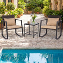 3-Piece Rocking Bistro Set with Cushions & Glass Table by DirectDeals