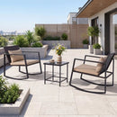 3-Piece Rocking Bistro Set with Cushions & Glass Table by LJGDeals