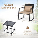 3-Piece Rocking Bistro Set with Cushions & Glass Table by DirectDeals