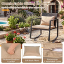 3-Piece Rocking Bistro Set with Cushions & Glass Table by LJGDeals
