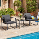 3-Piece Rocking Bistro Set with Cushions & Glass Table by LJGDeals