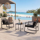 3-Piece Rocking Bistro Set with Cushions & Glass Table by DirectDeals
