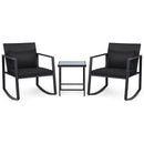 3-Piece Rocking Bistro Set with Cushions & Glass Table by DirectDeals