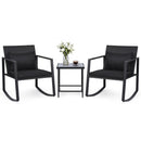 3-Piece Rocking Bistro Set with Cushions & Glass Table by DirectDeals