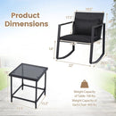 3-Piece Rocking Bistro Set with Cushions & Glass Table by DirectDeals