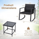3-Piece Rocking Bistro Set with Cushions & Glass Table by LJGDeals