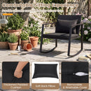 3-Piece Rocking Bistro Set with Cushions & Glass Table by DirectDeals