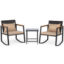 3-Piece Rocking Bistro Set with Cushions & Glass Table by LJGDeals