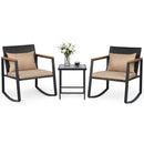 3-Piece Rocking Bistro Set with Cushions & Glass Table by DirectDeals