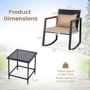 3-Piece Rocking Bistro Set with Cushions & Glass Table by DirectDeals