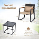 3-Piece Rocking Bistro Set with Cushions & Glass Table by LJGDeals