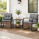 3-Piece Rocking Chair Patio Set with Glass Coffee Table by LJGDeals