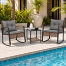 3-Piece Rocking Chair Patio Set with Glass Coffee Table by LJGDeals