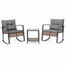 3-Piece Rocking Chair Patio Set with Glass Coffee Table by LJGDeals